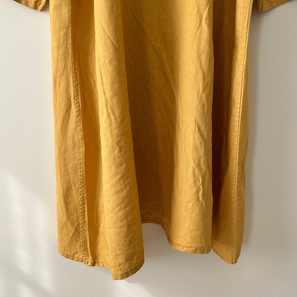 Golden Yellow Linen Midi Dress - Picture 15 of 16